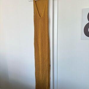 Mustard Yellow Knit Sleeveless Dress